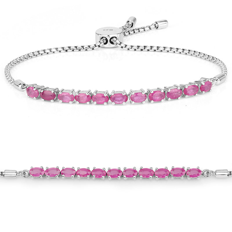 2.97 Carat Genuine Ruby Sterling Silver Bracelet