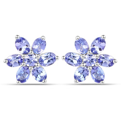 2.24 Carat Genuine Tanzanite .925 Sterling Silver Earrings