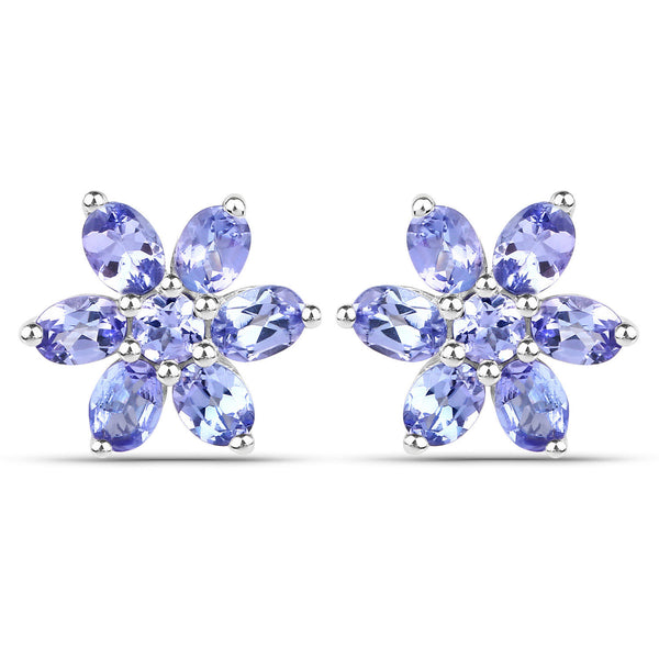 2.24 Carat Genuine Tanzanite .925 Sterling Silver Earrings