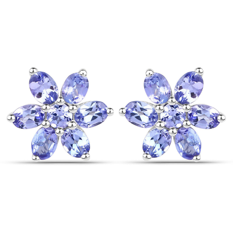 2.24 Carat Genuine Tanzanite .925 Sterling Silver Earrings