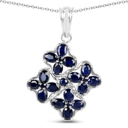 3.68 Carat Genuine Blue Sapphire .925 Sterling Silver Pendant