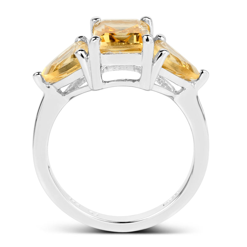 3.00 Carat Genuine Citrine .925 Sterling Silver Ring