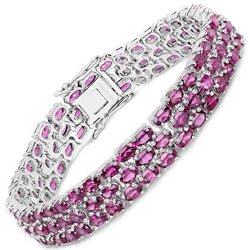 27.51 Carat Genuine Rhodolite .925 Sterling Silver Bracelet