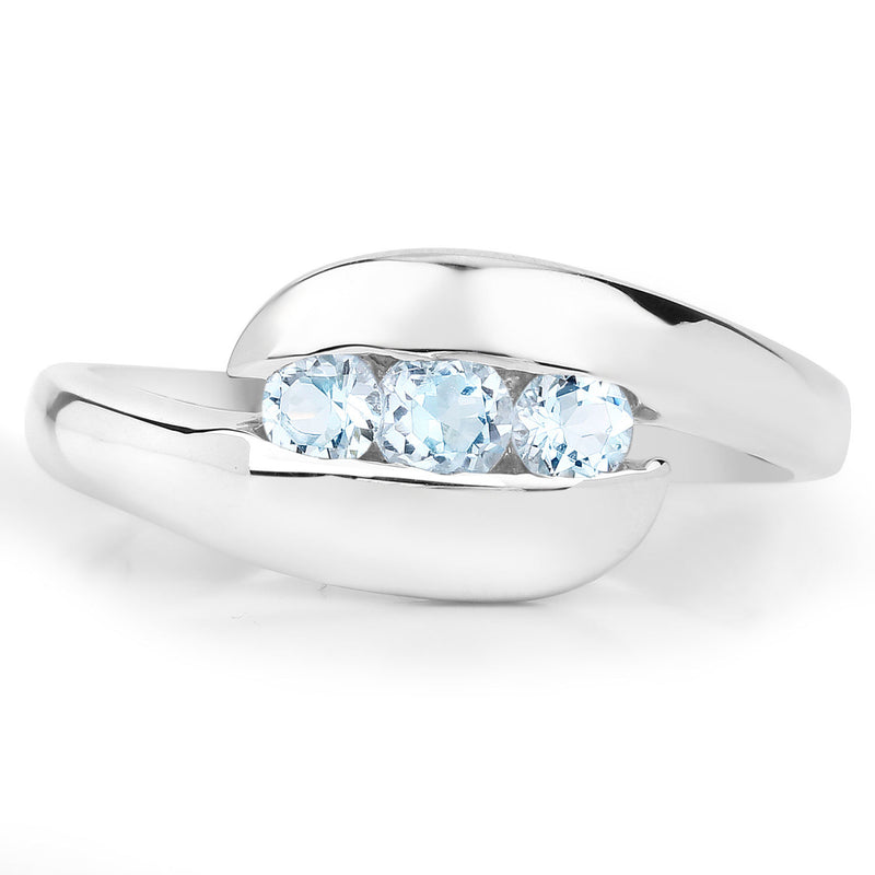 0.74 Carat Genuine Blue Topaz .925 Sterling Silver Ring