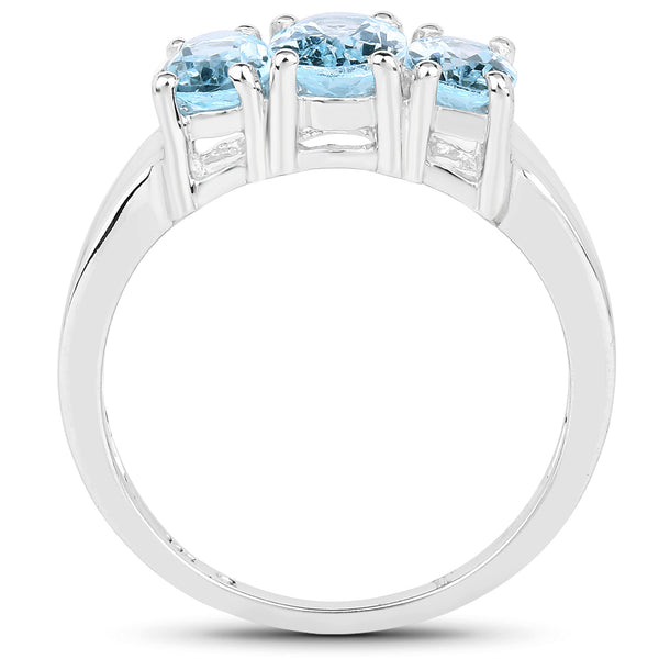 1.97 Carat Genuine Blue Topaz .925 Sterling Silver Ring