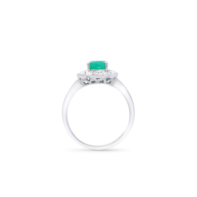 1.40 CTS CERTIFIED DIAMONDS & BRASIL EMERALDS 14 K WHITE GOLD DESIGNER RING SIZE 7.5