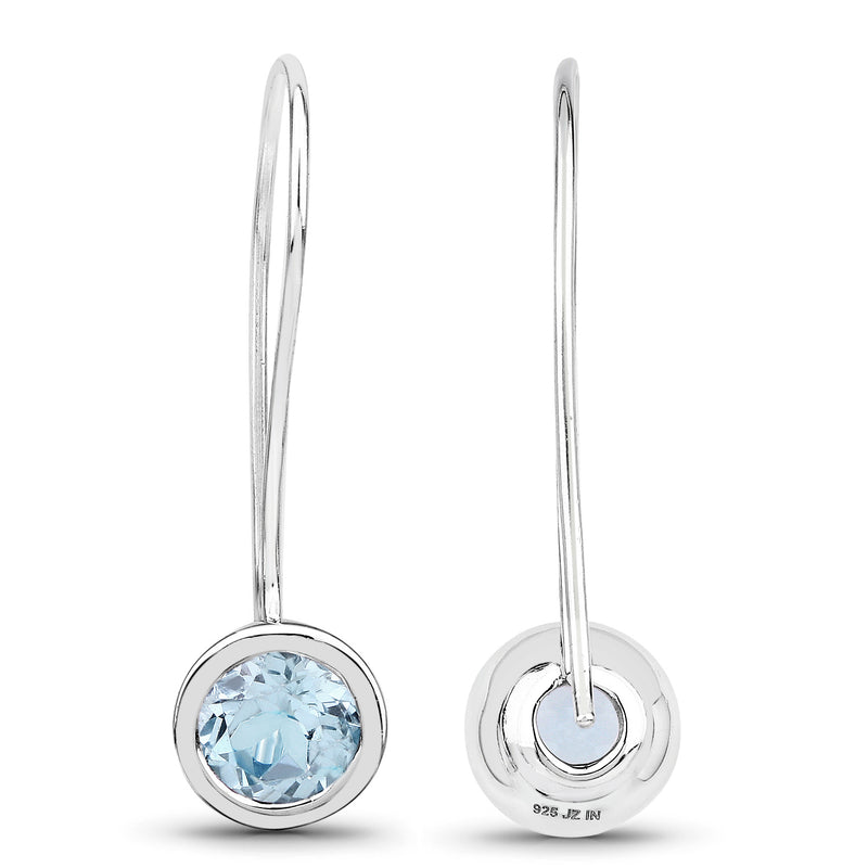 2.96 Carat Genuine Blue Topaz .925 Sterling Silver Earrings