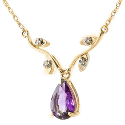 1.52 Carat 14K Solid Yellow Gold Crave And Have Amethyst Diamond Necklace