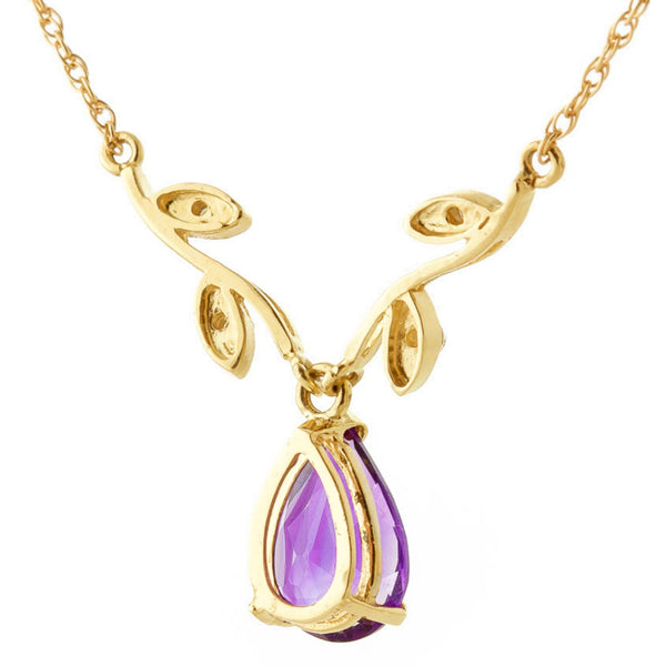 1.52 Carat 14K Solid Yellow Gold Crave And Have Amethyst Diamond Necklace