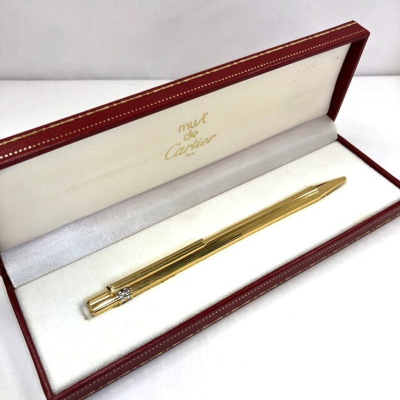 Cartier Ballpoint Pen Gold Silver Ink Blue F Twist Combination Writing Instruments Womens Mens