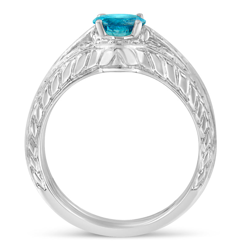 14k White Gold 1 3/8ct TDW Treated Blue Round Diamond 3 Piece Engagement Ring Set(H-I SI1-SI2)