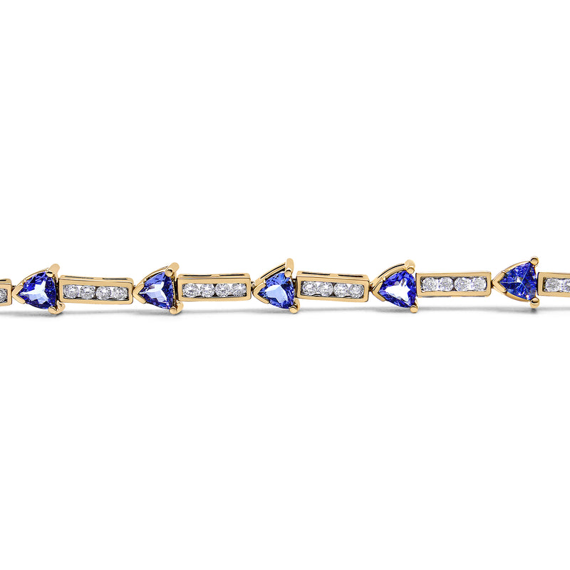 14K Yellow Gold 1 3/4ct TDW Diamond   Tanzanite Link  Bracelet (H-I I1-I2)