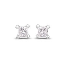 0.07 Carat Genuine White Diamond 14K White Gold Earrings