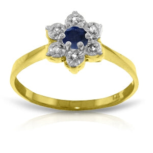 Lustrous Bloom 14K Solid Gold Sapphire Diamond Ring