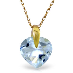 1.15 Carat 14K Solid Yellow Gold Break My Heart Aquamarine Necklace