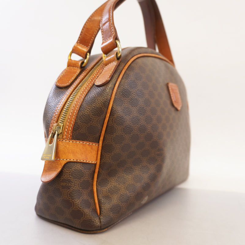 Auth Celine Macadam Handbag Womens PVC Handbag Brown