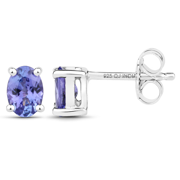 1.20 Carat Genuine Tanzanite .925 Sterling Silver Earrings