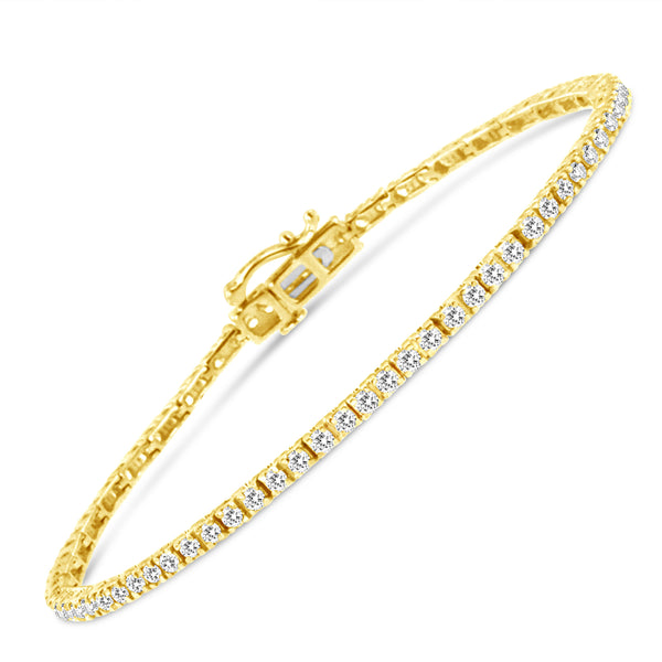 14K Yellow Gold Plated .925 Sterling Silver 2.0 Cttw Diamond Classic Link Tennis Bracelet (K-L Color, I2-I3 Clarity) - 7-1/4"