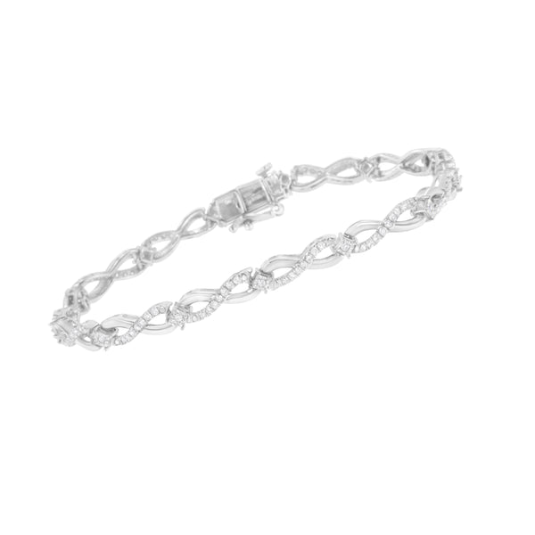 .925 Sterling Silver 1.0 Cttw Prong Set Diamond Infinity Link Bracelet (I-J Color, I2-I3 Clarity) - 7.25"