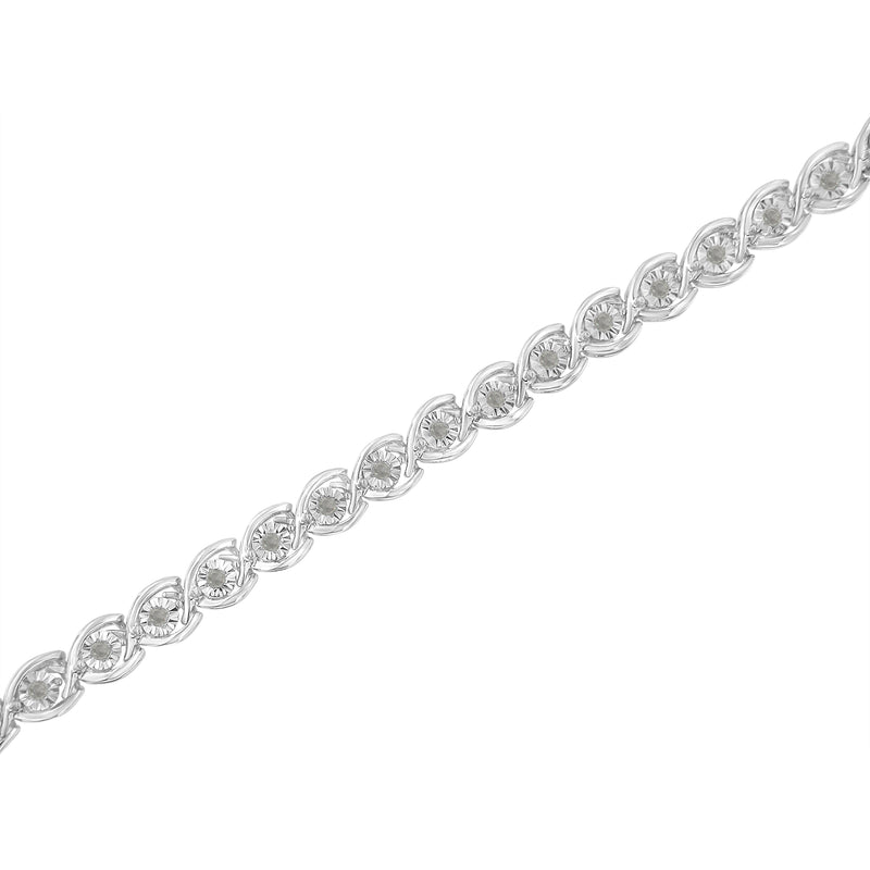 .925 Sterling Silver 1/2 Cttw Diamond Criss-Cross Miracle-Set 7" Link Bracelet (I-J Color, I2-I3 Clarity)