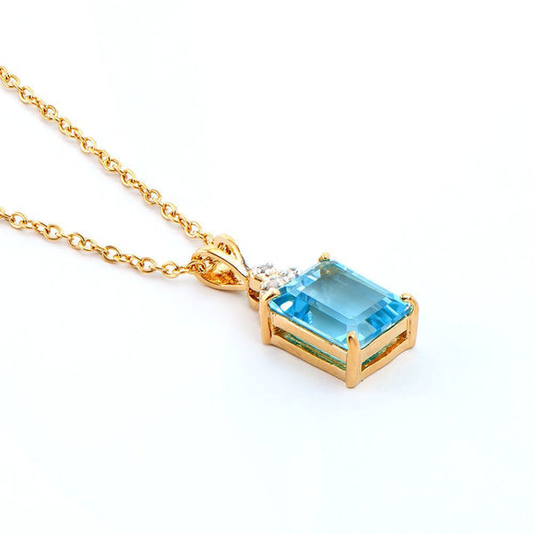 5.13 TW CTS BLUE TOPAZ & DIAMONDS 18K GOLD PLATED DESIGNER NECKLACE SIZE 18 INCHES