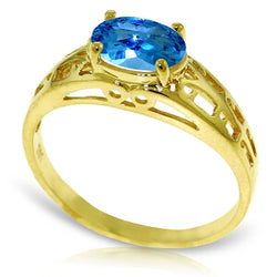 1.15 Carat 14K Solid Yellow Gold Filigree Ring Natural Blue Topaz