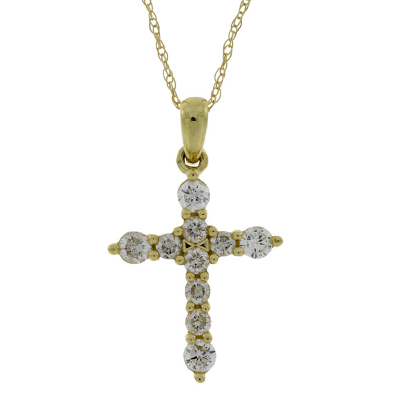 .35ct Diamond Cross Religious Pendant 14KT Yellow Gold