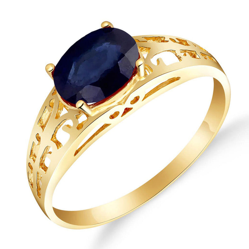 1.15 Carat 14K Solid Yellow Gold Filigree Ring Natural Sapphire