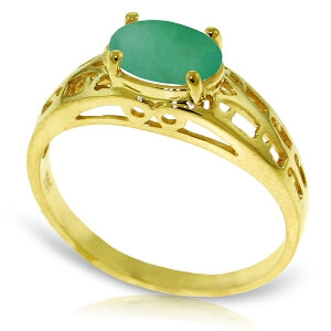 1.15 Carat 14K Solid Yellow Gold Filigree Ring Natural Emerald