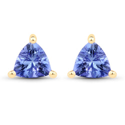 0.64 Carat Genuine Tanzanite 14K Yellow Gold Earrings