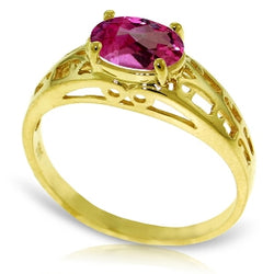 1.15 Carat 14K Solid Yellow Gold Filigree Ring Natural Pink Topaz