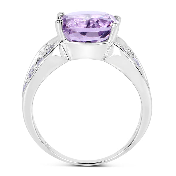 4.07 Carat Genuine Amethyst & Tanzanite .925 Sterling Silver Ring