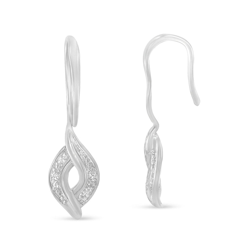 Sterling Silver 1/20ct TDW Round Cut Diamond Drop Earrings (H-II2)