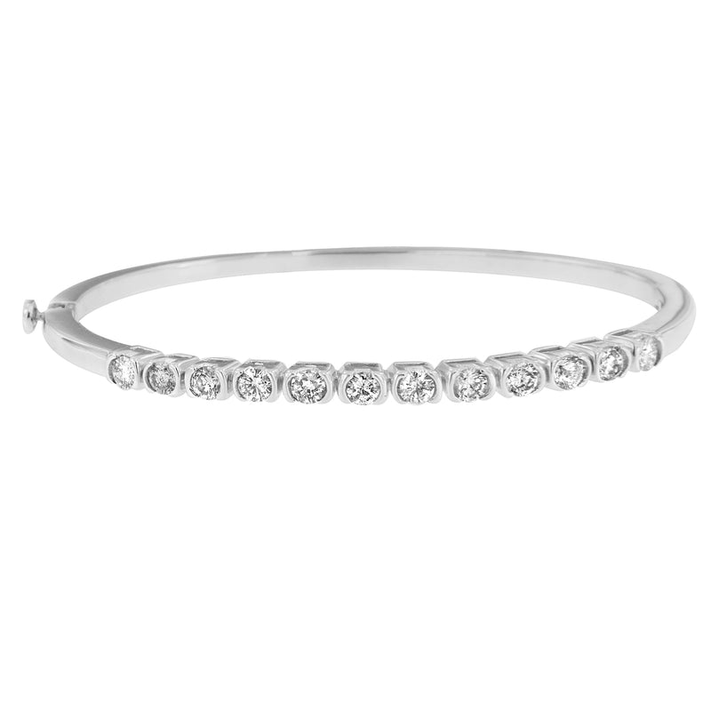 14K White Gold 1 7/8ct. TDW Round Cut Diamond Bonds of Love Bangle (H-I SI1-SI2)