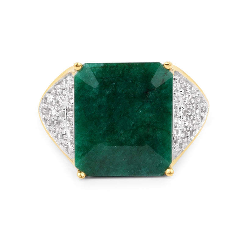 8.70 Carat Dyed Emerald and White Topaz .925 Sterling Silver Ring