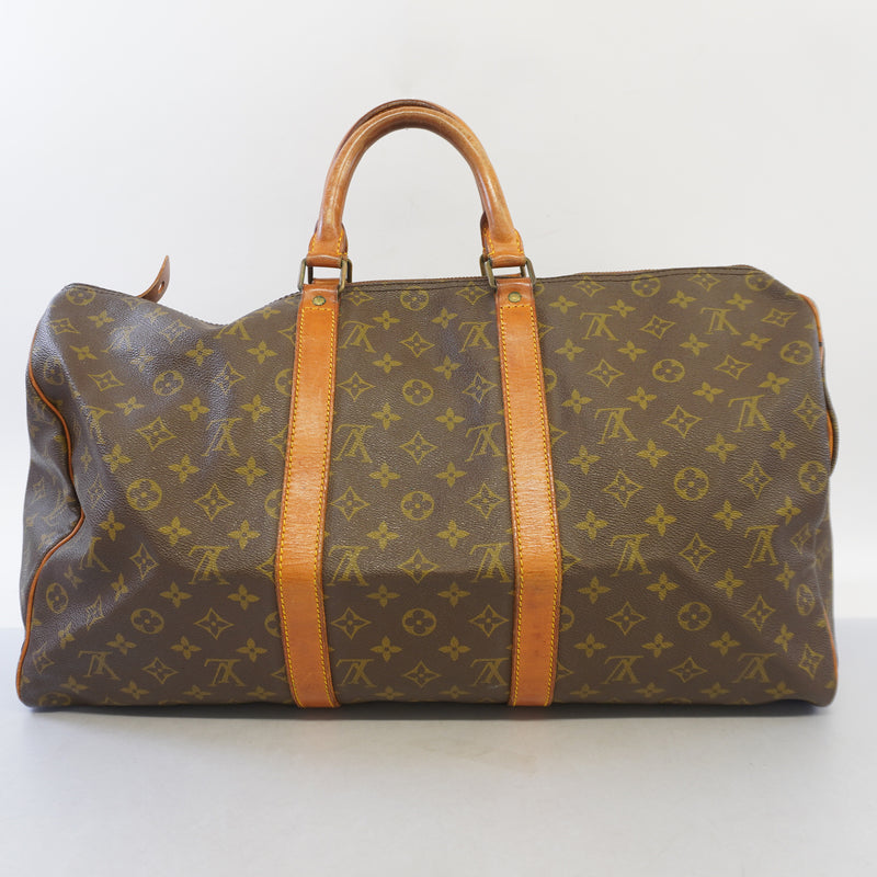 Auth Louis Vuitton Monogram Keepol 50 M41426 MenWomenUnisex Boston BagHandbag