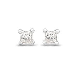 0.09 Carat Genuine White Diamond 14K White Gold Earrings