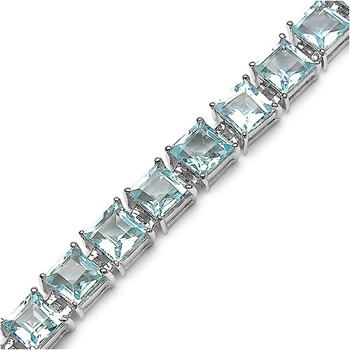 18.75 Carat Genuine Blue Topaz .925 Sterling Silver Bracelet