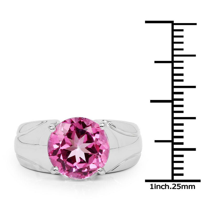 4.55 Carat Genuine Pink Topaz .925 Sterling Silver Ring