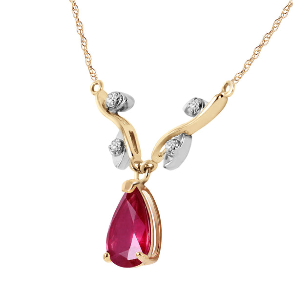 1.52 Carat 14K Solid Yellow Gold Sing No More Ruby Diamond Necklace