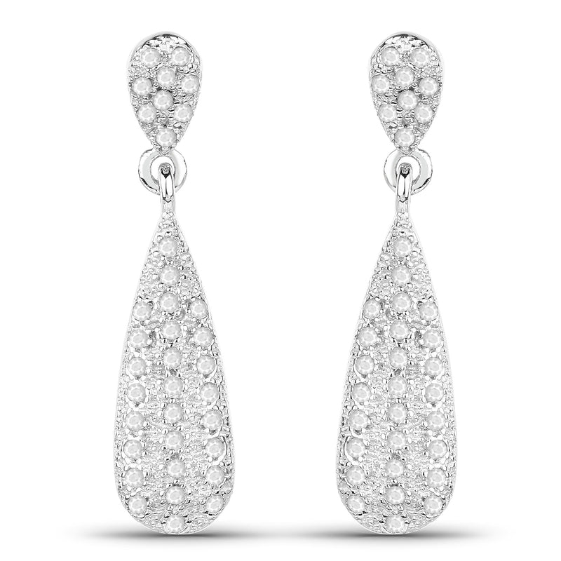 0.77 Carat Genuine White Diamond .925 Sterling Silver Earrings