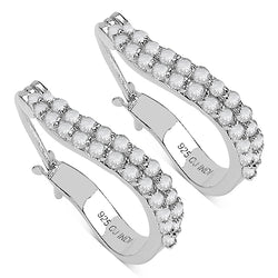 0.72 Carat Genuine White Diamond .925 Sterling Silver Earrings