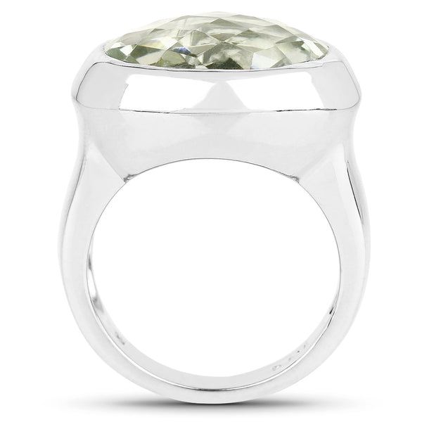 7.90 Carat Genuine Green Amethyst .925 Sterling Silver Ring