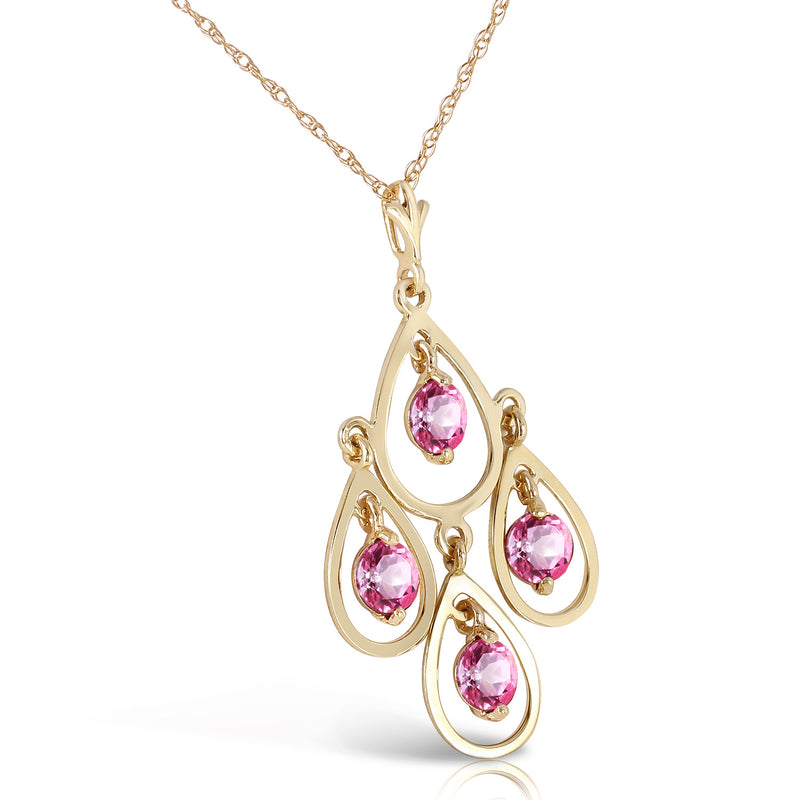 1.2 Carat 14K Solid Yellow Gold Pink Reflections Pink Topaz Necklace
