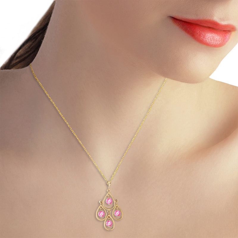 1.2 Carat 14K Solid Yellow Gold Pink Reflections Pink Topaz Necklace