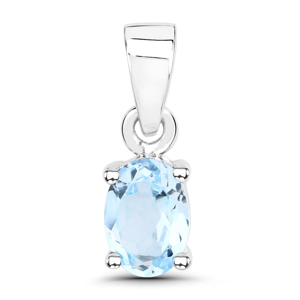 0.95 Carat Genuine Blue Topaz .925 Sterling Silver Pendant