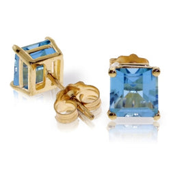 1.75 Carat 14K Solid Yellow Gold Deceive Naturale Blue Topaz Earrings