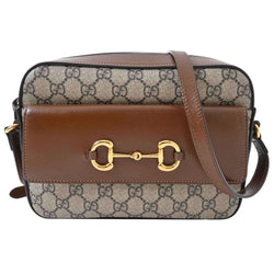 Gucci Horsebit Womens PVC Shoulder Bag Brown