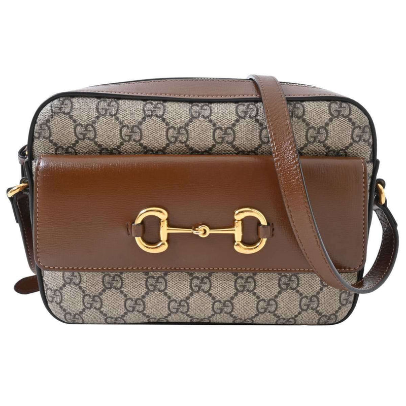 Gucci Horsebit Womens PVC Shoulder Bag Brown