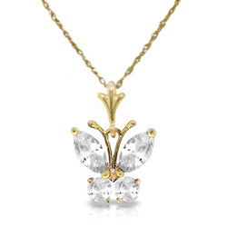 1.5 Carat 14K Solid Yellow Gold Butterfly Necklace Cubic Zirconia